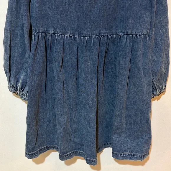 Baltic Born Gretchen Babydoll Long Sleeve Denim Mini Dress Size Large Western - Picture 11 of 11